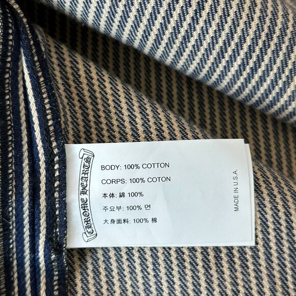 Chrome Hearts Blue & White Pinstripe Chore Button Up Shirt - Picture 4 of 6